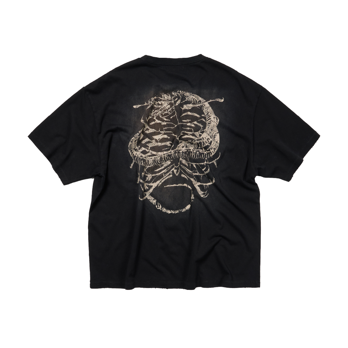 ET2502ST10BK ETCE Washed Bone Snake Tee Black