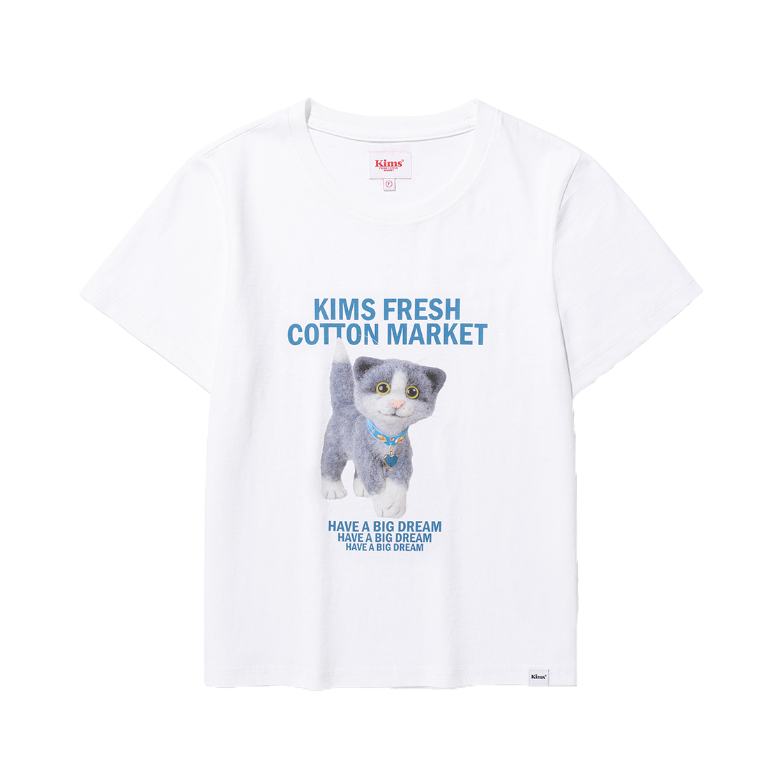 KIB5MUT525AWH Kims Fresh Cotton Market (Unisex) Mad Eyes Cat Tee White