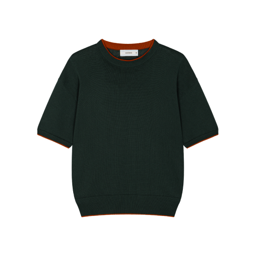 Waviness25213 Waviness Drift Round-Neck Half Knit Green Orange