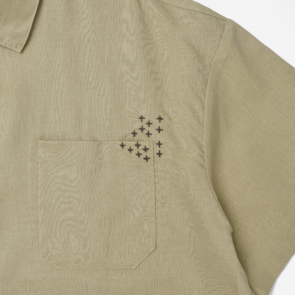 나이키 라이프 리넨 숏슬리브 셔츠 버튼 다운 파라슈트 베이지 바로크 브라운(Nike Life Linen Short Sleeve Shirt Button Down Parachute Beige Baroque Brown) - 4