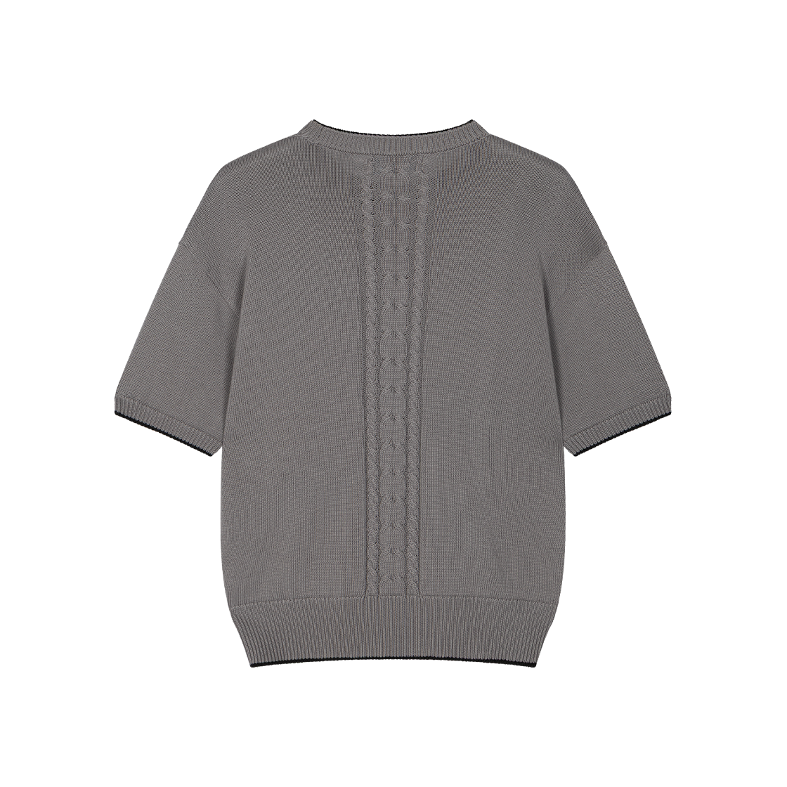 Waviness25211 Waviness Drift Round-Neck Half Knit Grey Black - #2