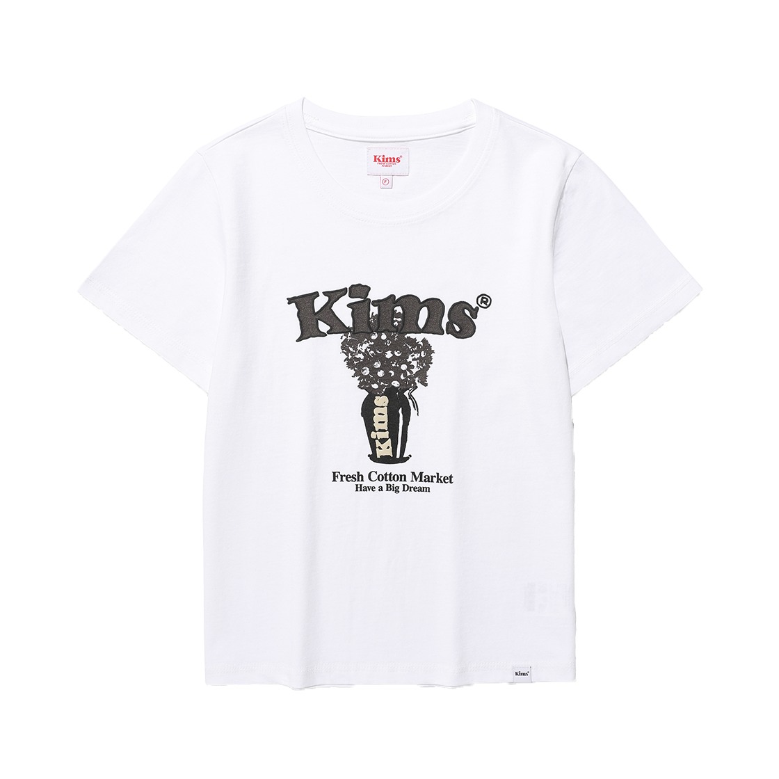 KIB5MUT523AWH Kims Fresh Cotton Market (Unisex) Popcorn Flower Tee White