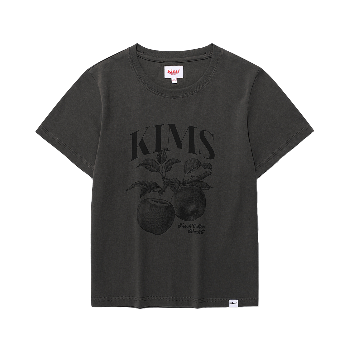 KIB5MUT516ACH Kims Fresh Cotton Market (Unisex) Apple Sketch Tee Charcoal