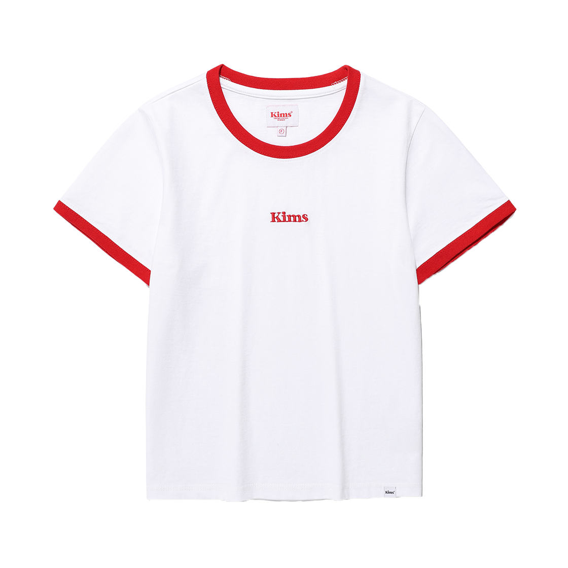 KIB5MUT506AWR Kims Fresh Cotton Market (Unisex) Kims Logo Ringer Tee White (Red)