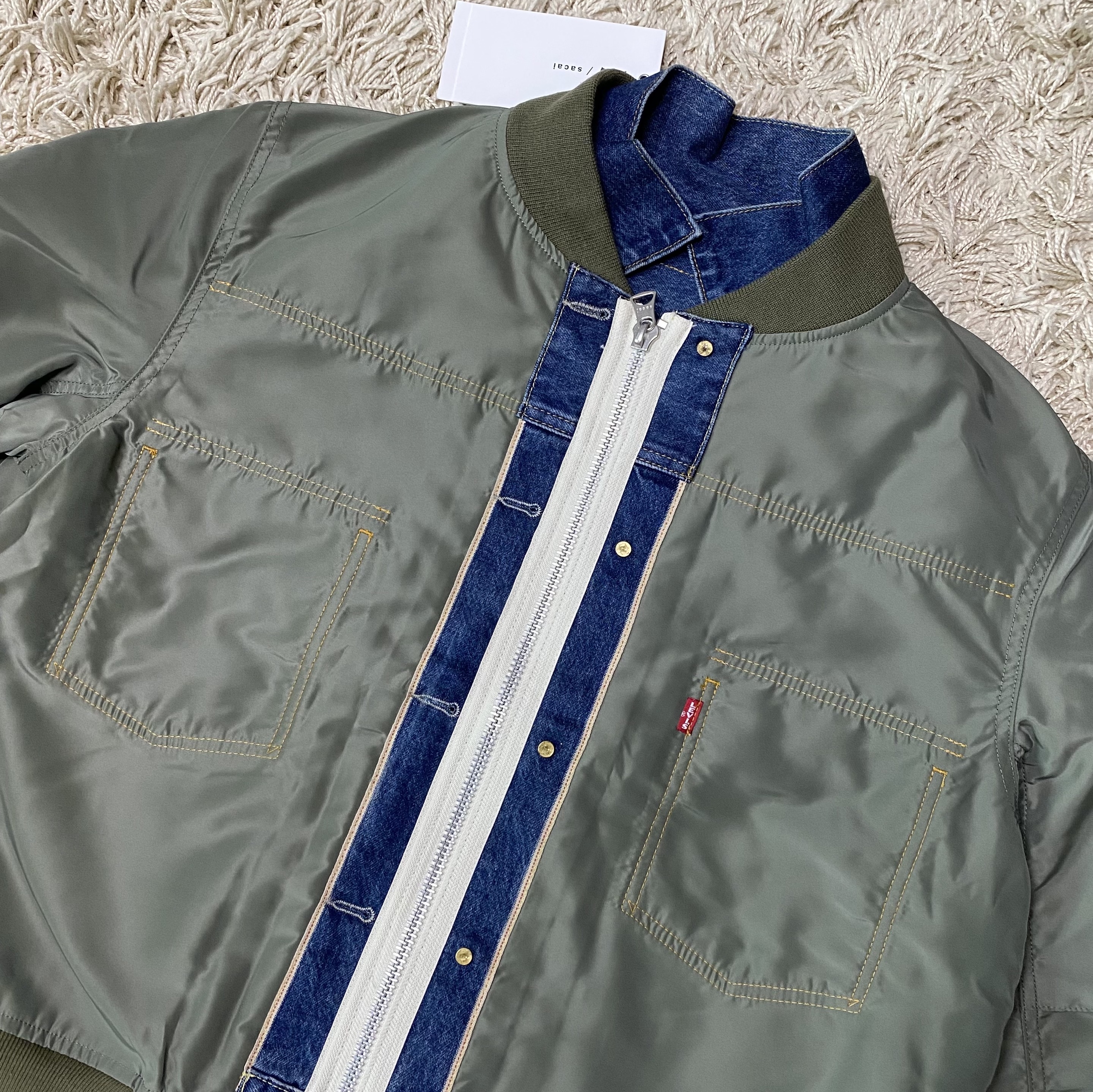 Levi's x Sacai Denim x Nylon Twill Reversible Blouson Blue Khaki 착용 스타일