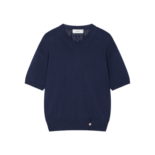 MATIN KIM STITCH V NECK SLIM TOP ライトブラウン トップス