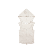 Don't Ask My Plan Luna Hooded Crop 2way Zip Up Sleeveless - Oatmeal