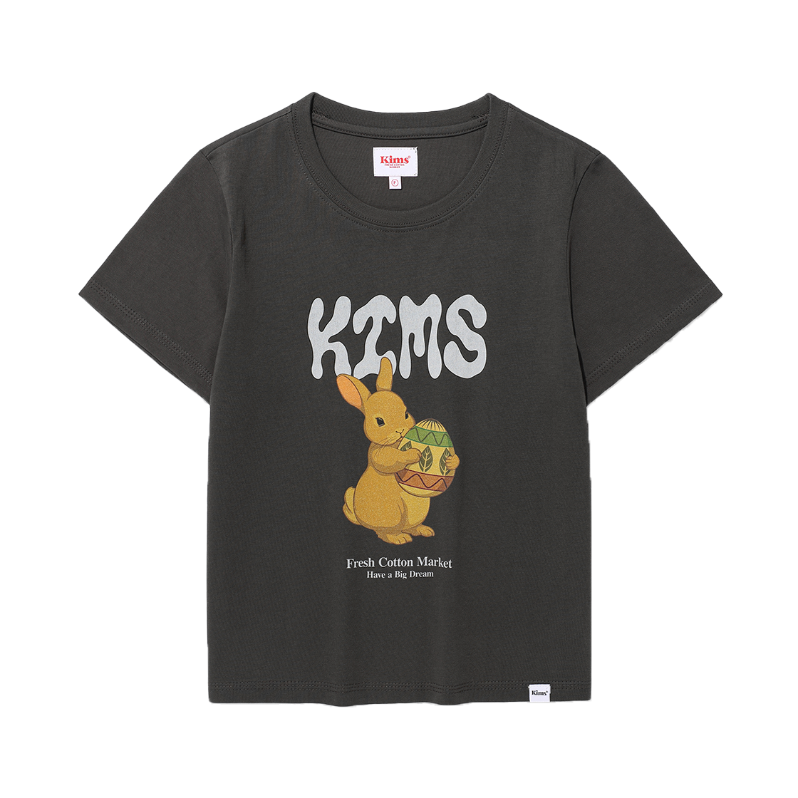 KIB5MFT511ACH Kims Fresh Cotton Market Bunny Egg Tee Charcoal