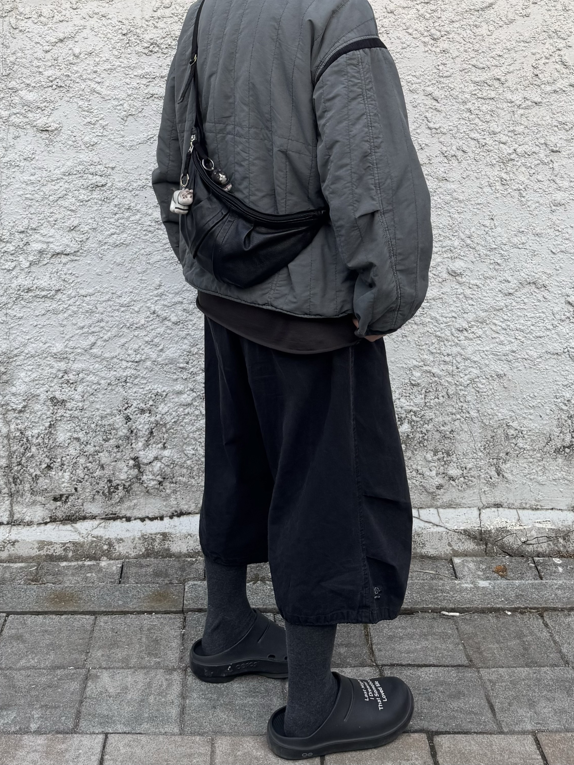 Polyteru x HANK Long Sleeve Blue Dog Vintage Gray - 24SS, Polyteru Reversible Liner Jacket Sage Gray + Jade 착용 스타일 - 2