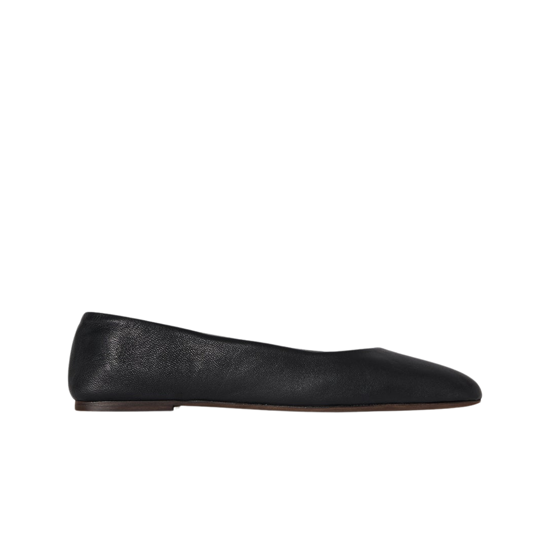 F1598SL3BLK (W) The Row Leather Square Ballet Flats Black