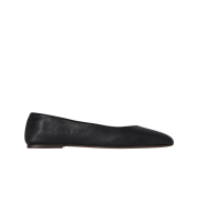(W) The Row Leather Square Ballet Flats Black
