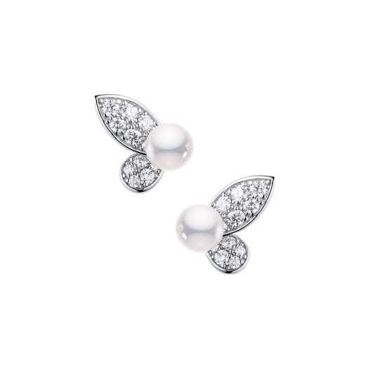 HDMI0627E Miko Morpho Pave M Akoya Pearl Diamond Earrings White Gold