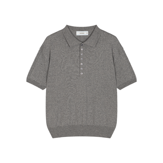 Waviness25215 Waviness Linear Bloom Half Collar Knit Grey