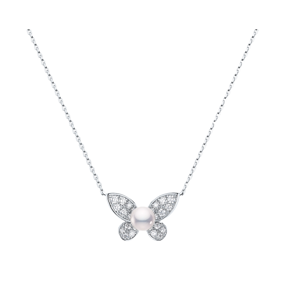 HDMI0627P Miko Morpho Pave M Akoya Pearl Diamond Necklace  White Gold - 대표 이미지 #1