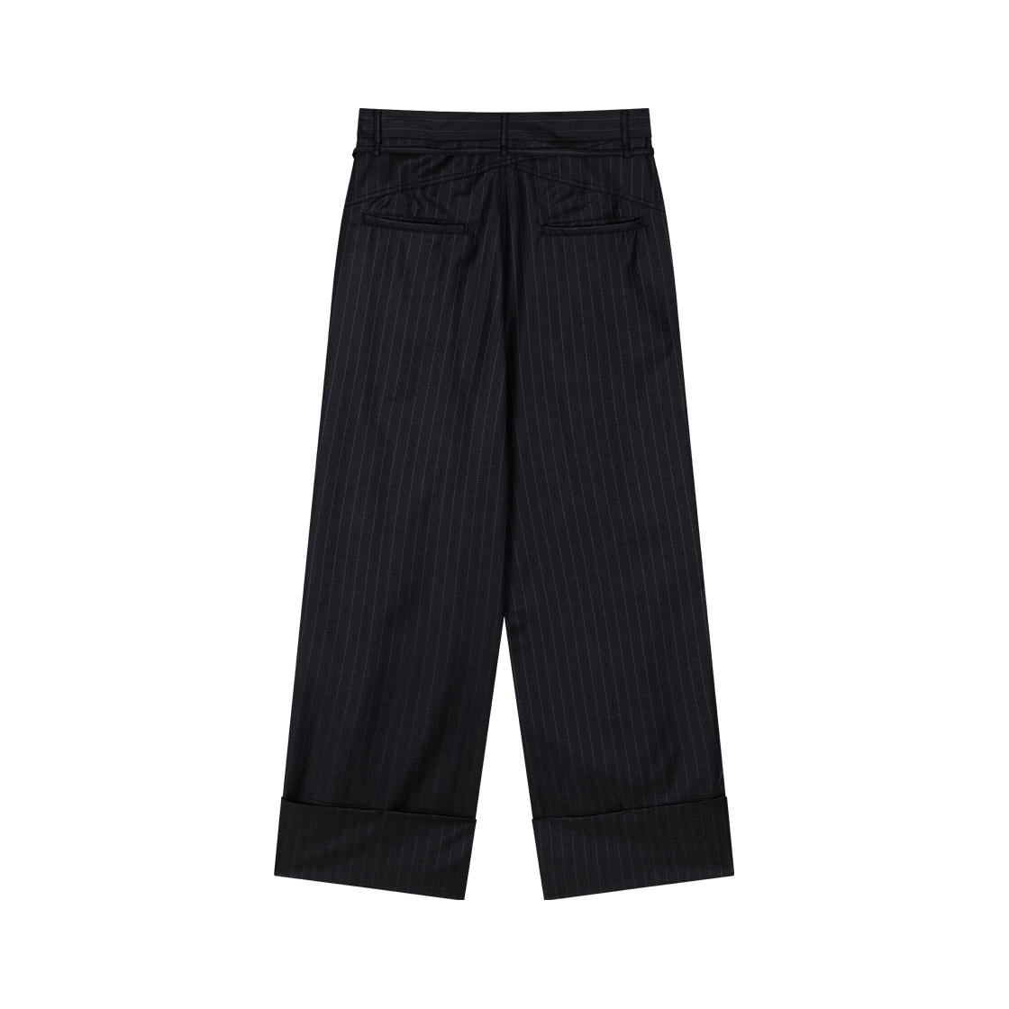 Waviness25206 Waviness Deep One Tuck Turn Up Slacks Black Stripe - #2