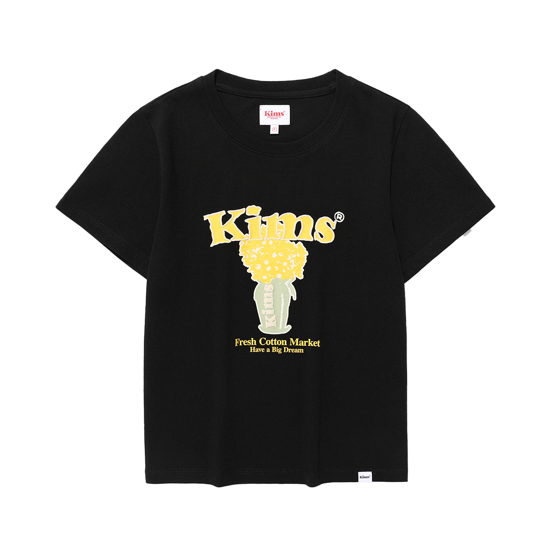 KIB5MUT523ABK Kims Fresh Cotton Market (Unisex) Popcorn Flower Tee Black