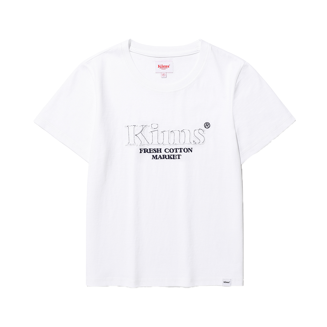 KIB5MFT504AWH Kims Fresh Cotton Market Bam Single Applique Tee White