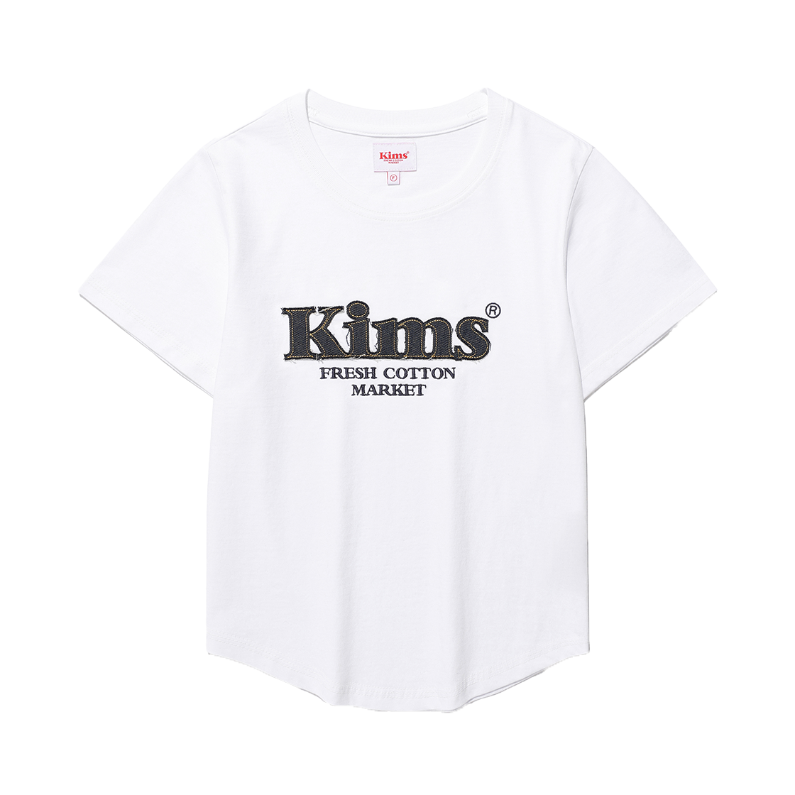 킴스프레시코튼마켓 밤 데님 아플리케 티 화이트(Kims Fresh Cotton Market Bam Denim Applique Tee White) - 1