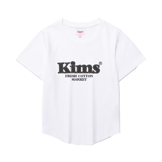 KIB5MFT503AWH Kims Fresh Cotton Market Bam Denim Applique Tee White