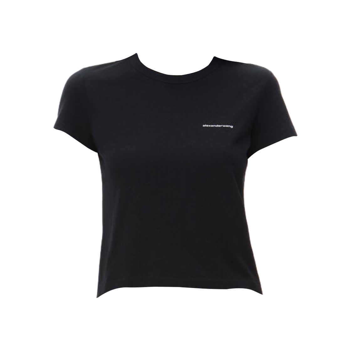 (W) 알렉산더 왕 하이 트위스트 저지 슈렁큰 티셔츠 블랙((W) Alexander Wang High Twist Jersey Shrunken T-Shirt Black)