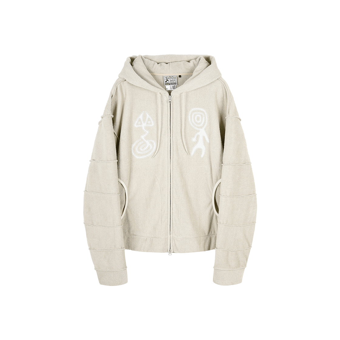 11USJ10130 SOHC Segmented Sleeve Towel Logo Hoodie_11USJ101 Beige