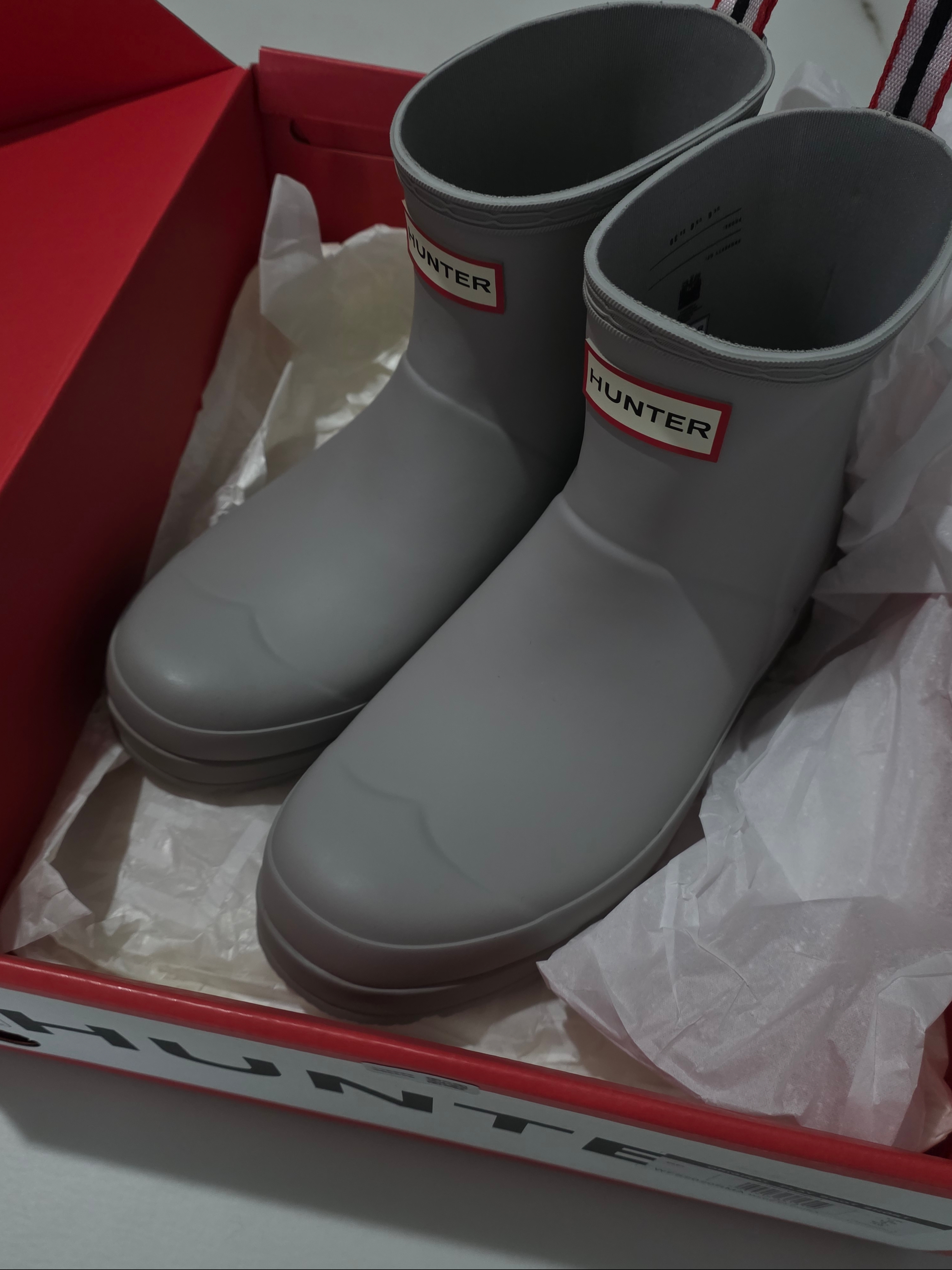 (W) Hunter Play Short Rain Boots Zinc Grey 착용 스타일