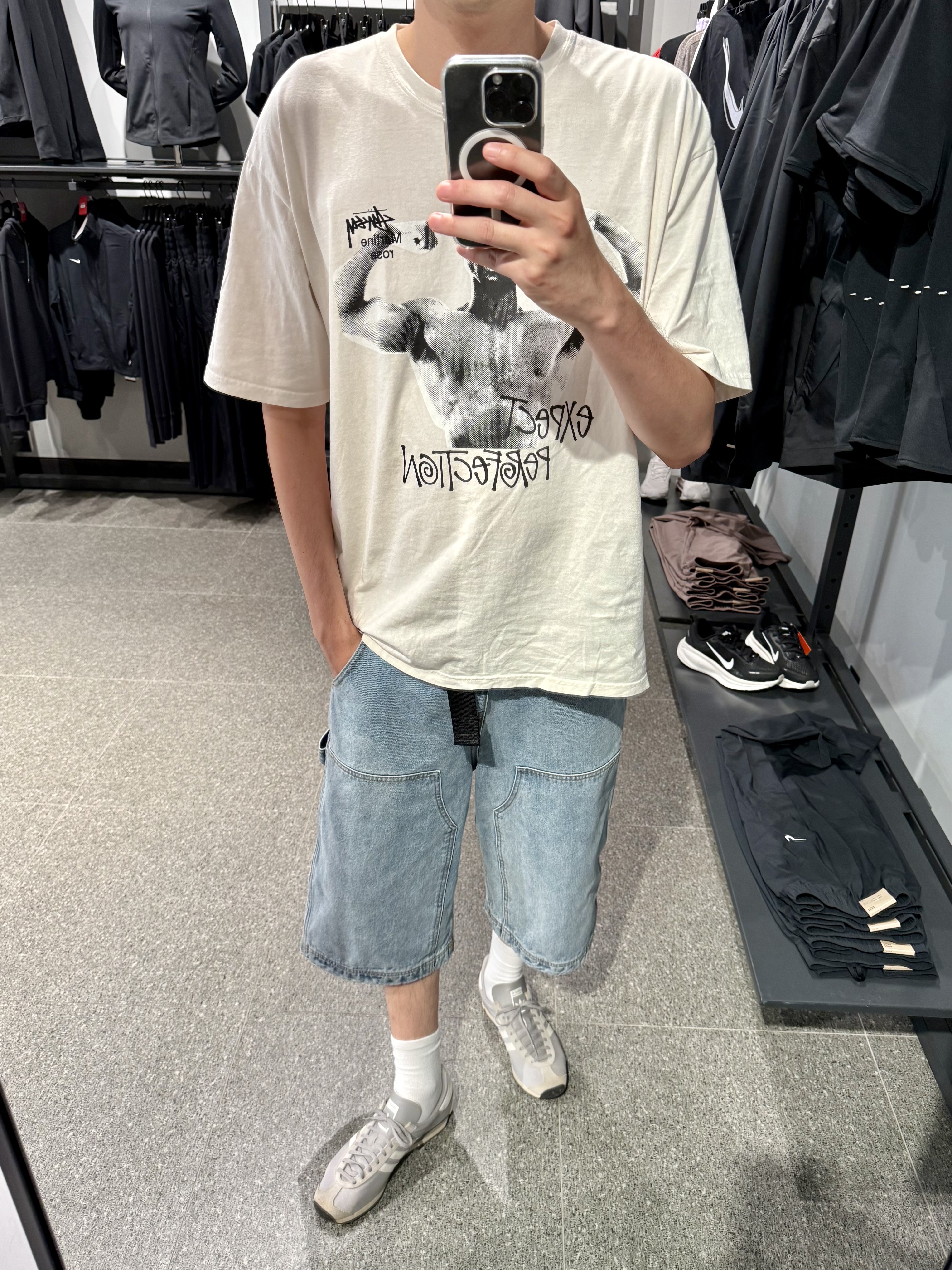 Stussy x Martine Rose Stand Firm Pigment Dyed T-Shirt Natural 착용 스타일