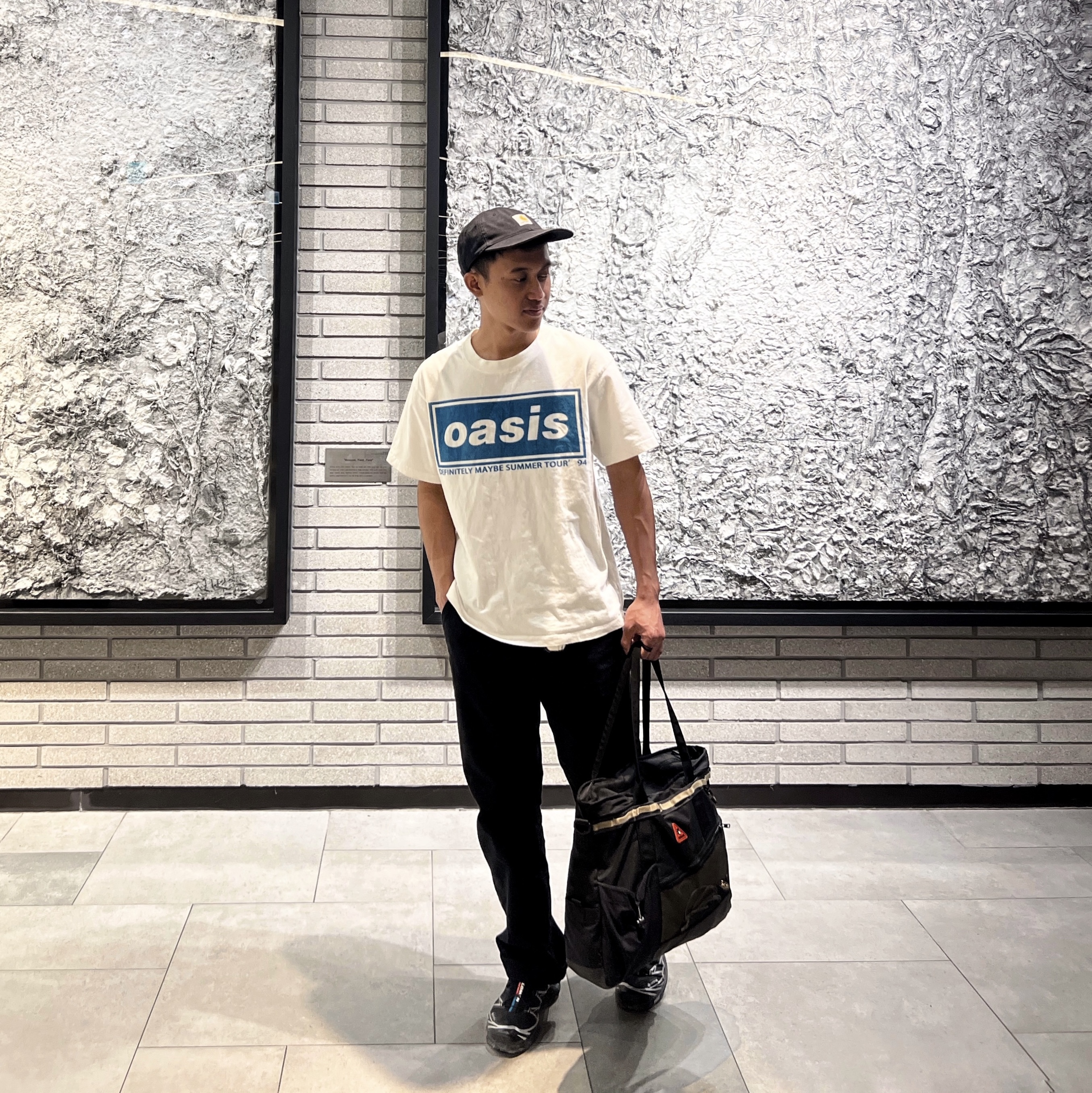 Salomon XT-6 GTX Black Silver, Carhartt WIP Icon Cap Black 착용 스타일 - 1