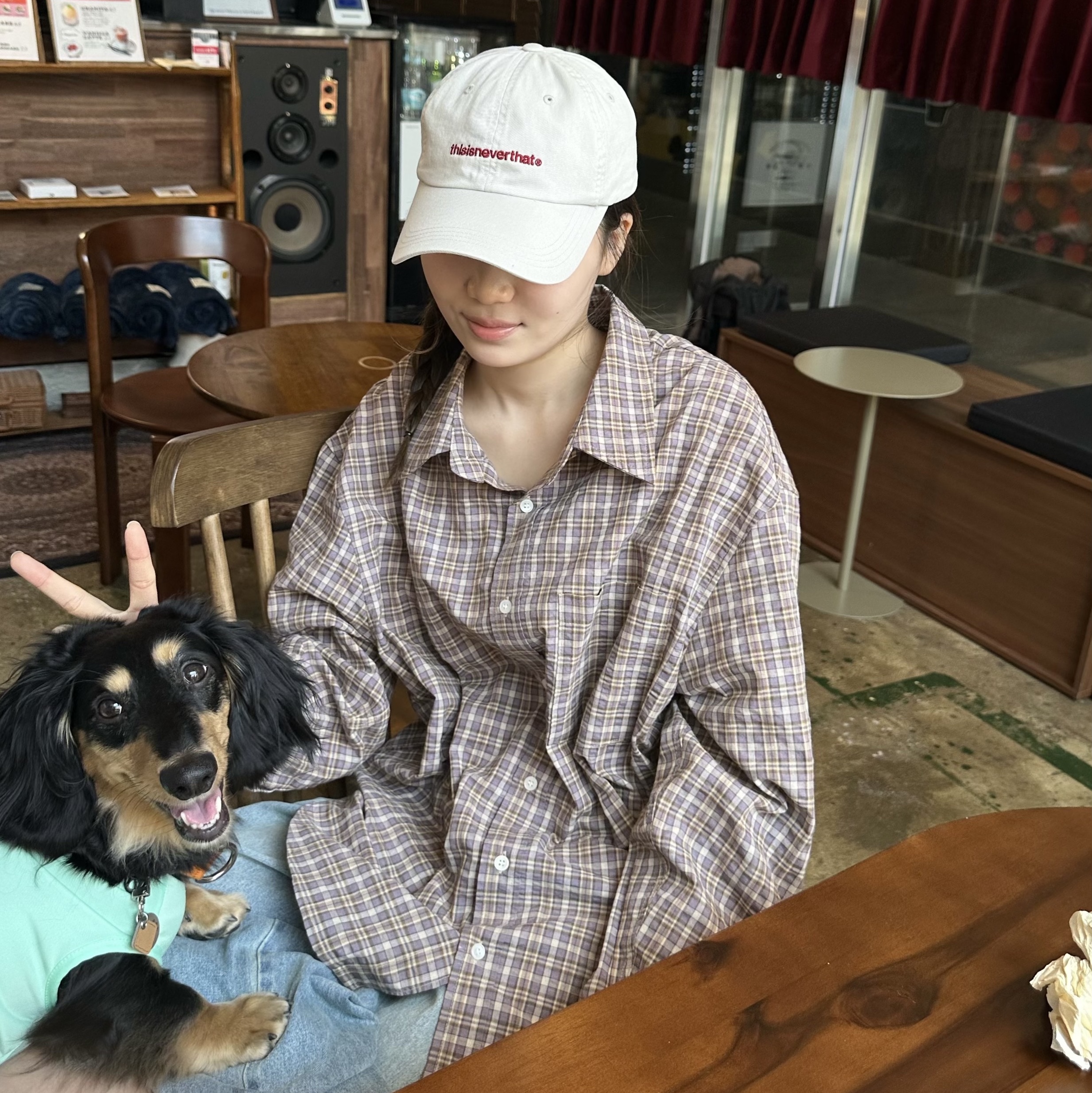 Permanent Archive Fine Checkered Shirt Purple & Yellow, (W) Keen Jasper Suede Sneakers Birch Fawn 착용 스타일 - 4