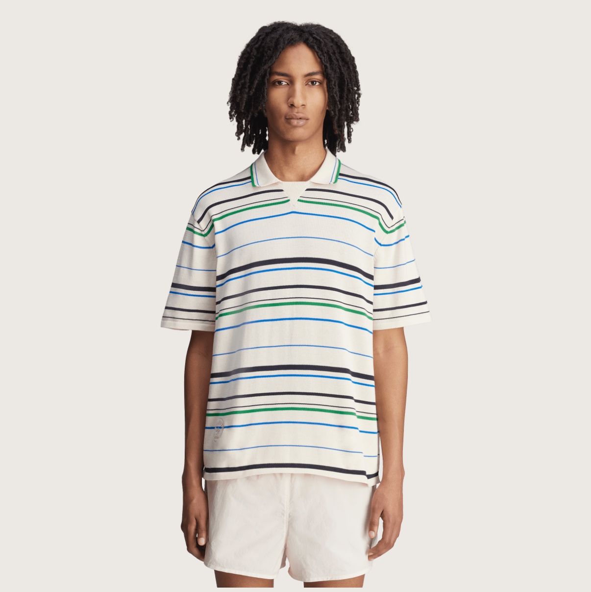 Adidas x Wales Bonner Knit Polo Shirt Wonder White Green - KR Sizing 착용 스타일 - 1