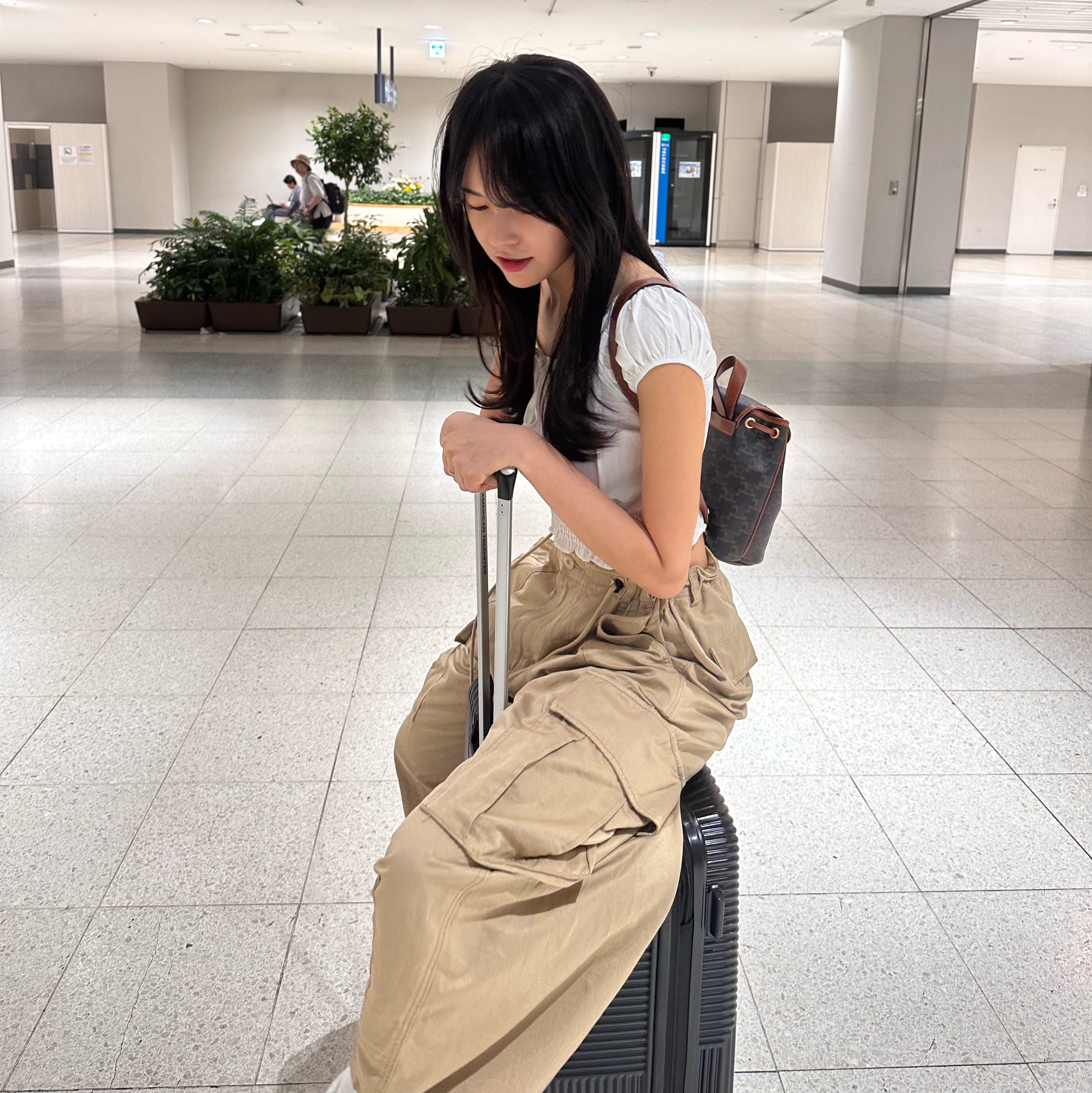 Celine Mini Backpack Folco in Triomphe Canvas and Calfskin Tan, (W) Adidas x Caroline Hu Superstar Core White Core Black 착용 스타일 - 1