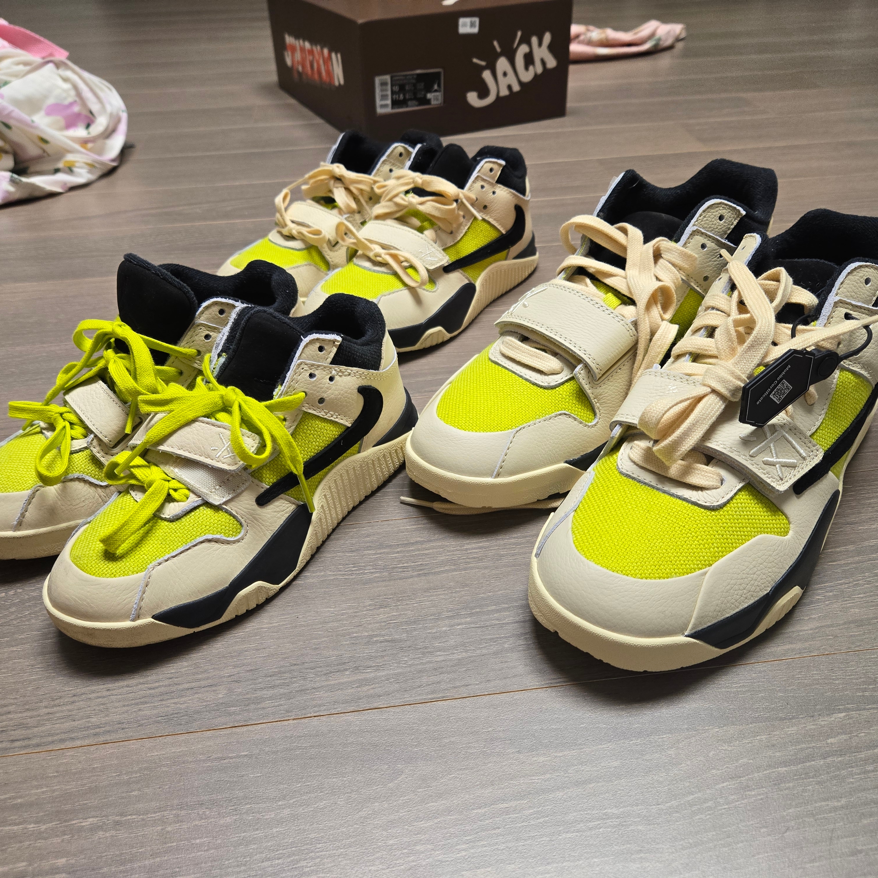 Jordan x Travis Scott Jumpman Jack TR Bright Cactus 착용 스타일