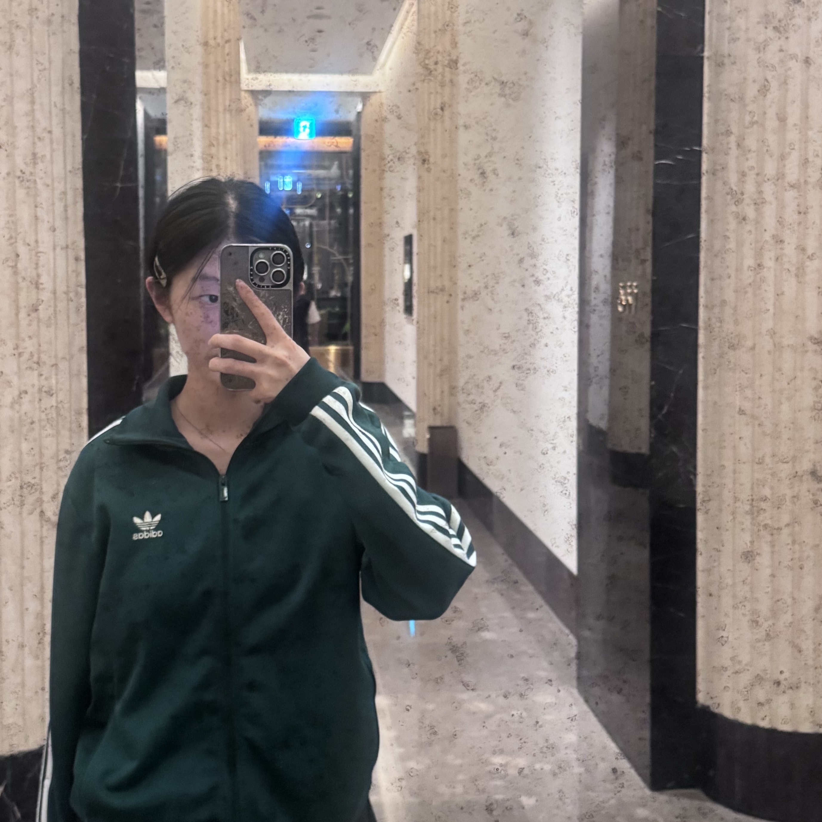 Adidas Adicolor Classic Beckenbauer Track Top Collegiate Green - KR Sizing, Monamhee x Peaceminusone Daihee Plush Keyring 착용 스타일 - 3