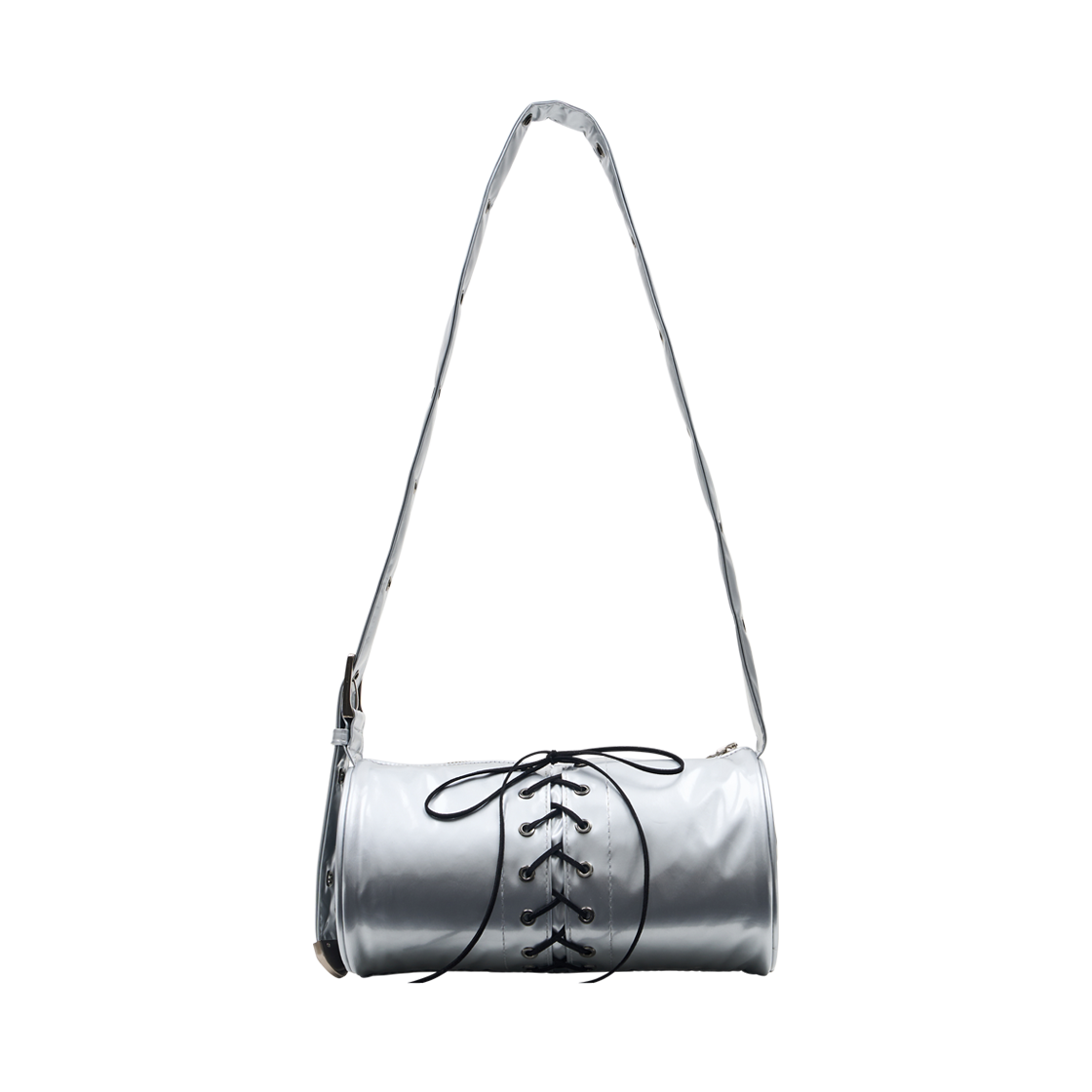돈애스크마이플랜 배럴 백 - 글로시 실버(Don't Ask My Plan 2way Belted Strap Barrel Bag Small Glossy - Silver) - 1