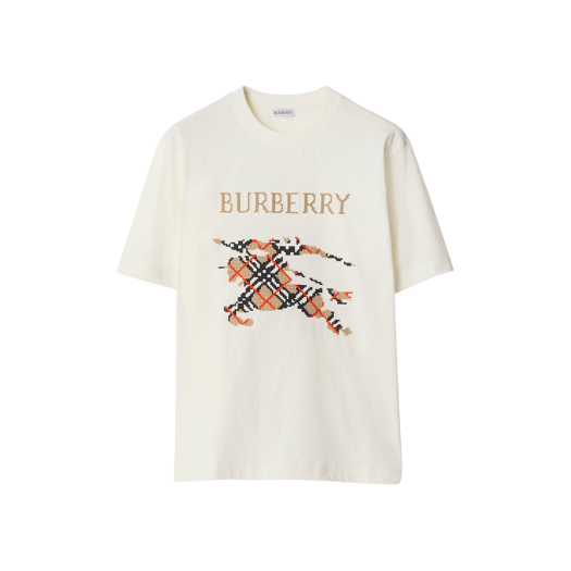 Burberry Cross Stitch EKD Cotton T-Shirt Chalk
