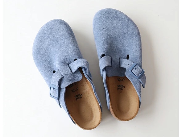 Birkenstock Boston BS Suede Leather Elemental Blue - Regular 착용 스타일 - 1