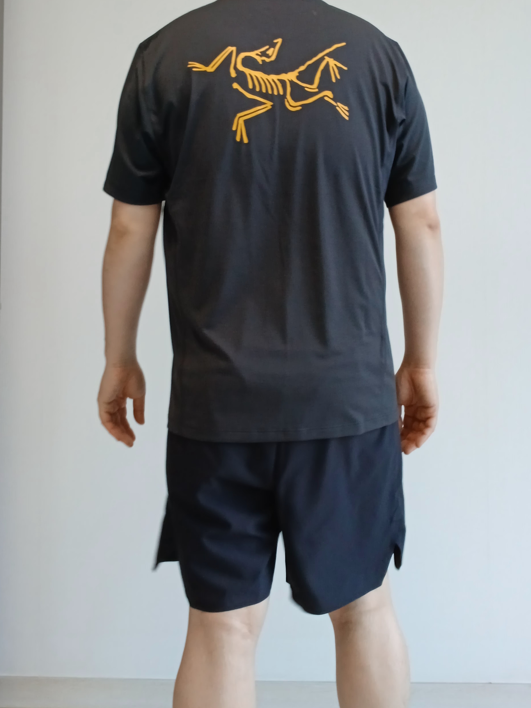 Arc'teryx Motus Arcword Crew SS T-Shirt Black Heather, Arc'teryx Norvan Liner 7 Inch Shorts Black 착용 스타일 - 6