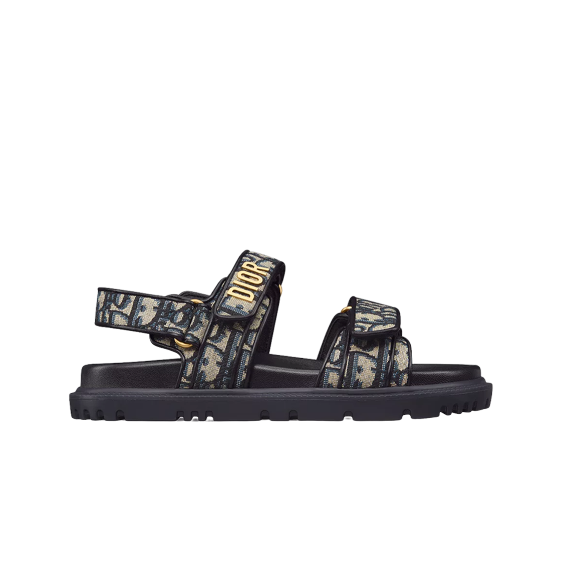 (W) 디올 디올액트 코튼 자수 샌들 딥 블루 오블리크 모티프((W) Dior Dioract Cotton Embroidered Sandal Deep Blue Oblique Motif) - 1