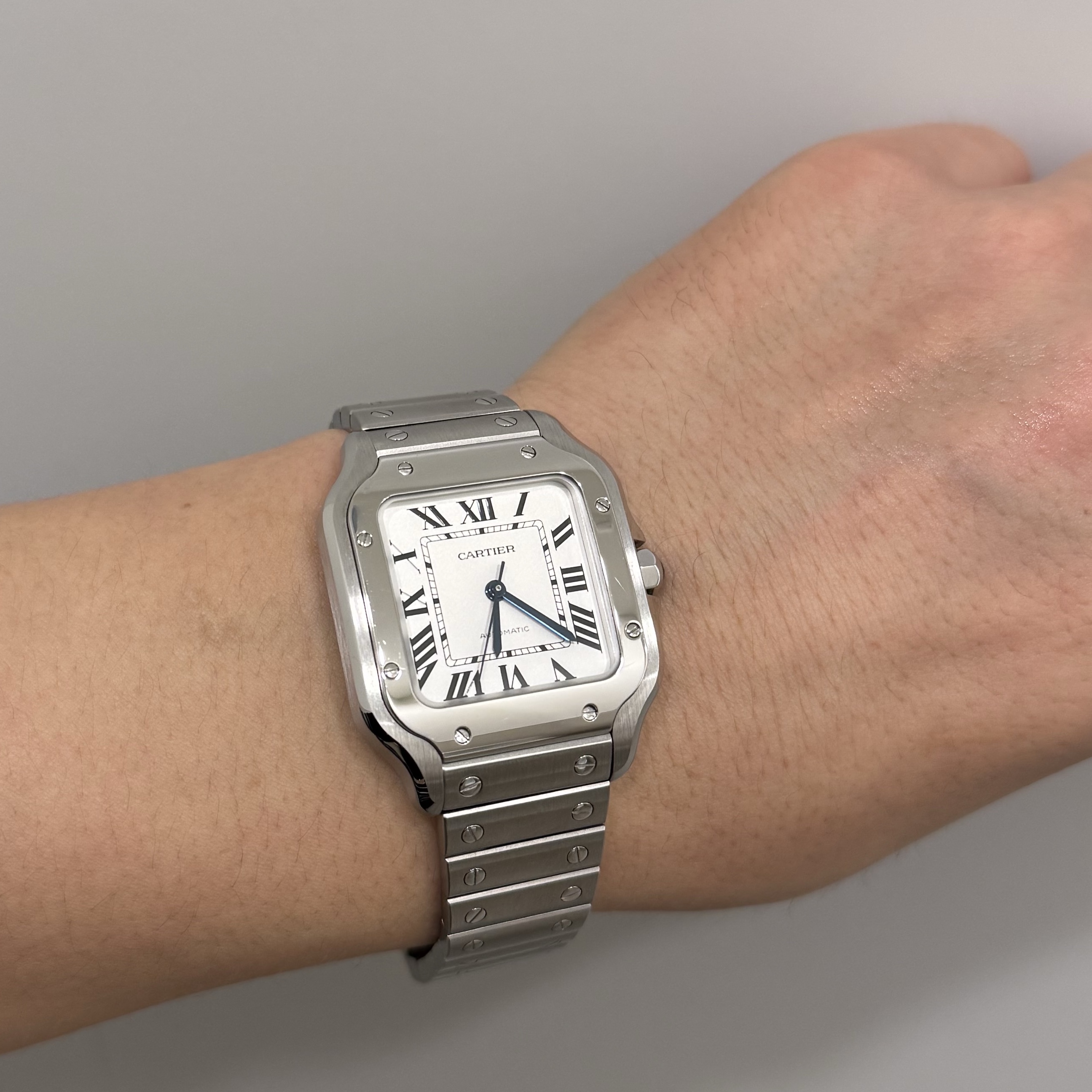 Cartier Tank Must Watch Large Quartz Steel Bracelet Steel 착용 스타일 - 2