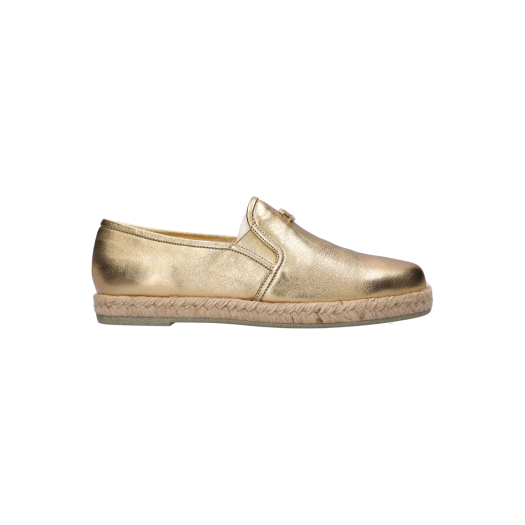 ITFNTHJC7DKL Chanel Espadrille Flat Shoes in Gold Leather, Size 36