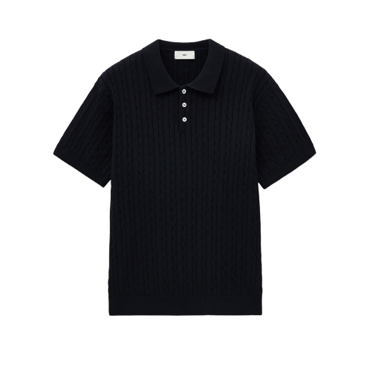 TNSW5E206N2 TNGT Cable Polo Knit Top Navy
