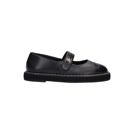 ITSCI38KEW4K Chanel Mary Jane Flat Shoes in Black Lambskin, Size 36