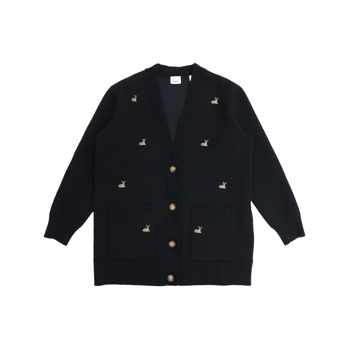 ITT8G59FWF86 Burberry Knit Cardigan Pullover in Black Cashmere - 대표 이미지 #1