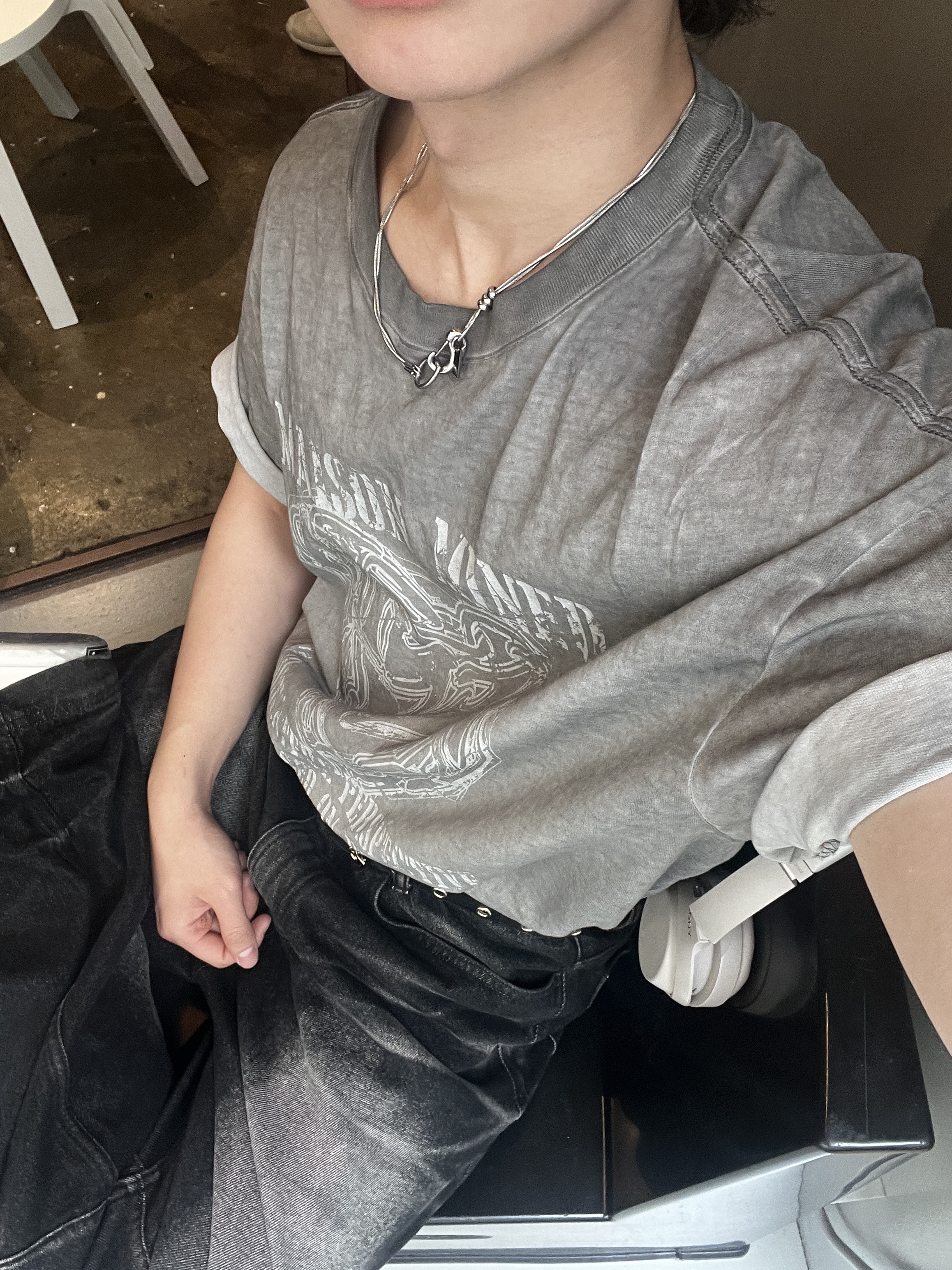 Gentle Monster x Maison Margiela MM106 Leather Black Black, Converse x Drkshdw DBL Drkstar Overdye Chuck 70 Hi Concrete ์ฐฉ์ฉ ์คํ์ผ - 4