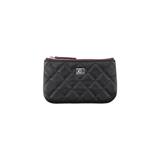 IT6BUG23IH45 Chanel Classic Zipped Coin Purse in Black Grained Calfskin with Silver Hardware