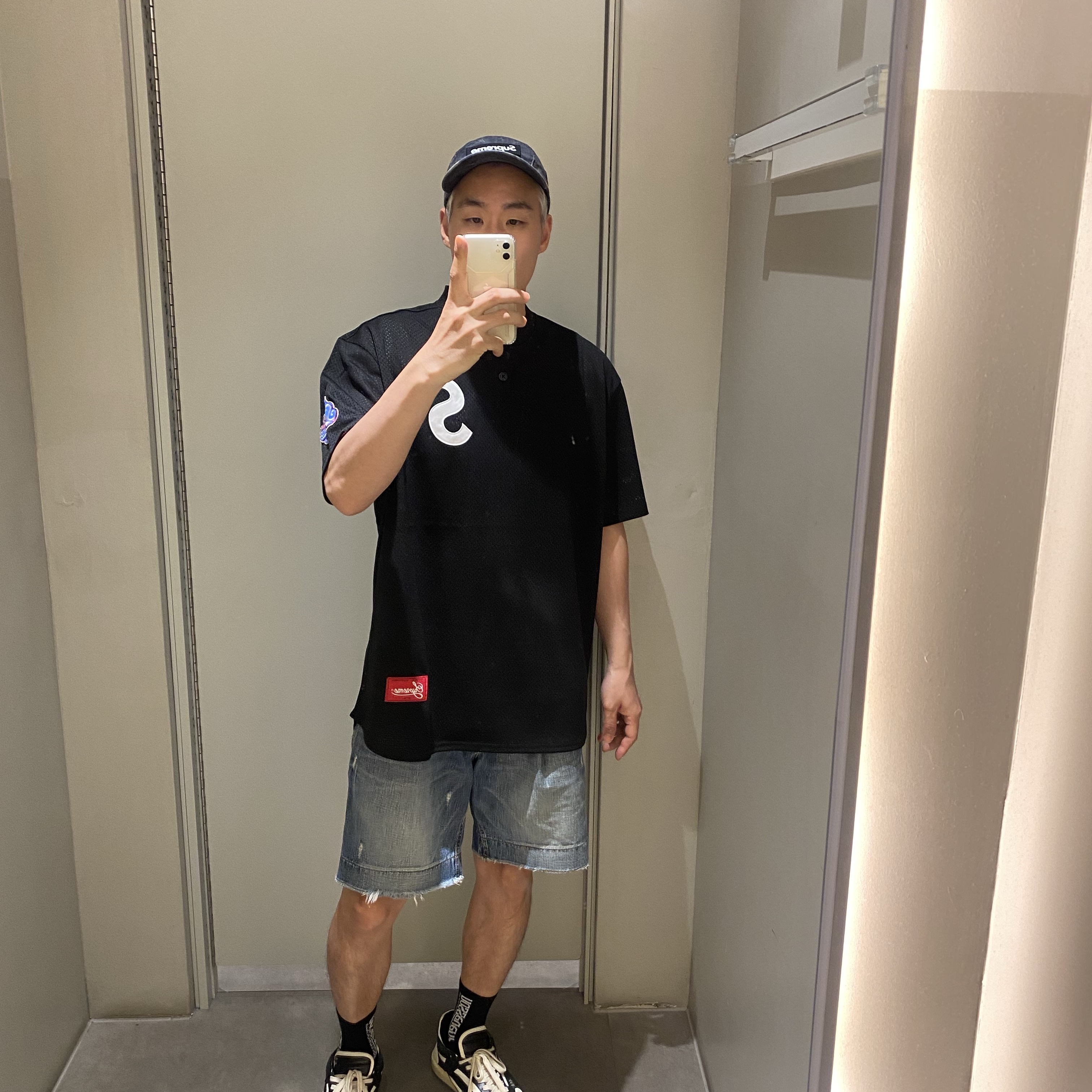 Supreme S Logo Baseball Henley Black - 24FW 착용 스타일