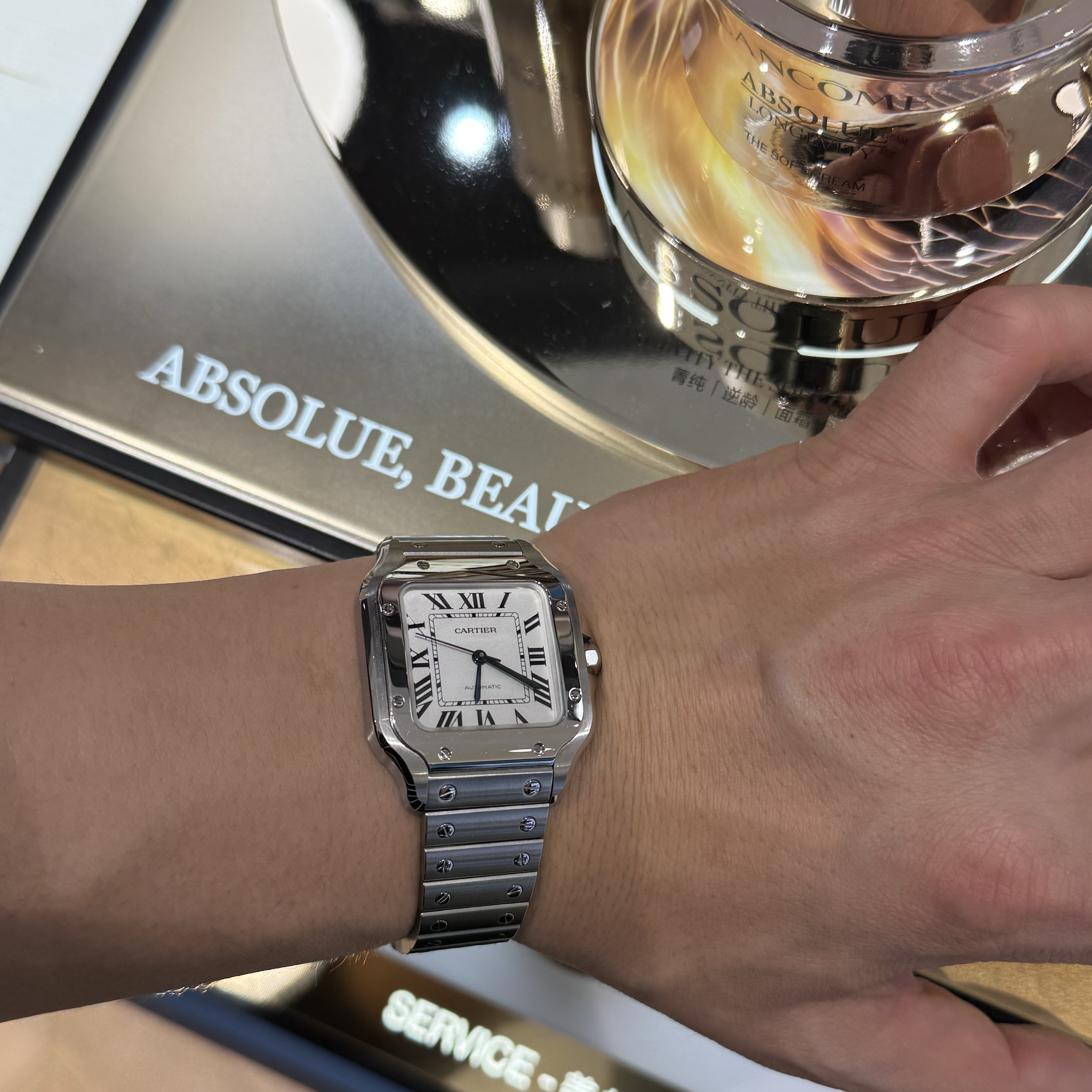 Cartier Tank Must Watch Large Quartz Steel Bracelet Steel 착용 스타일 - 3