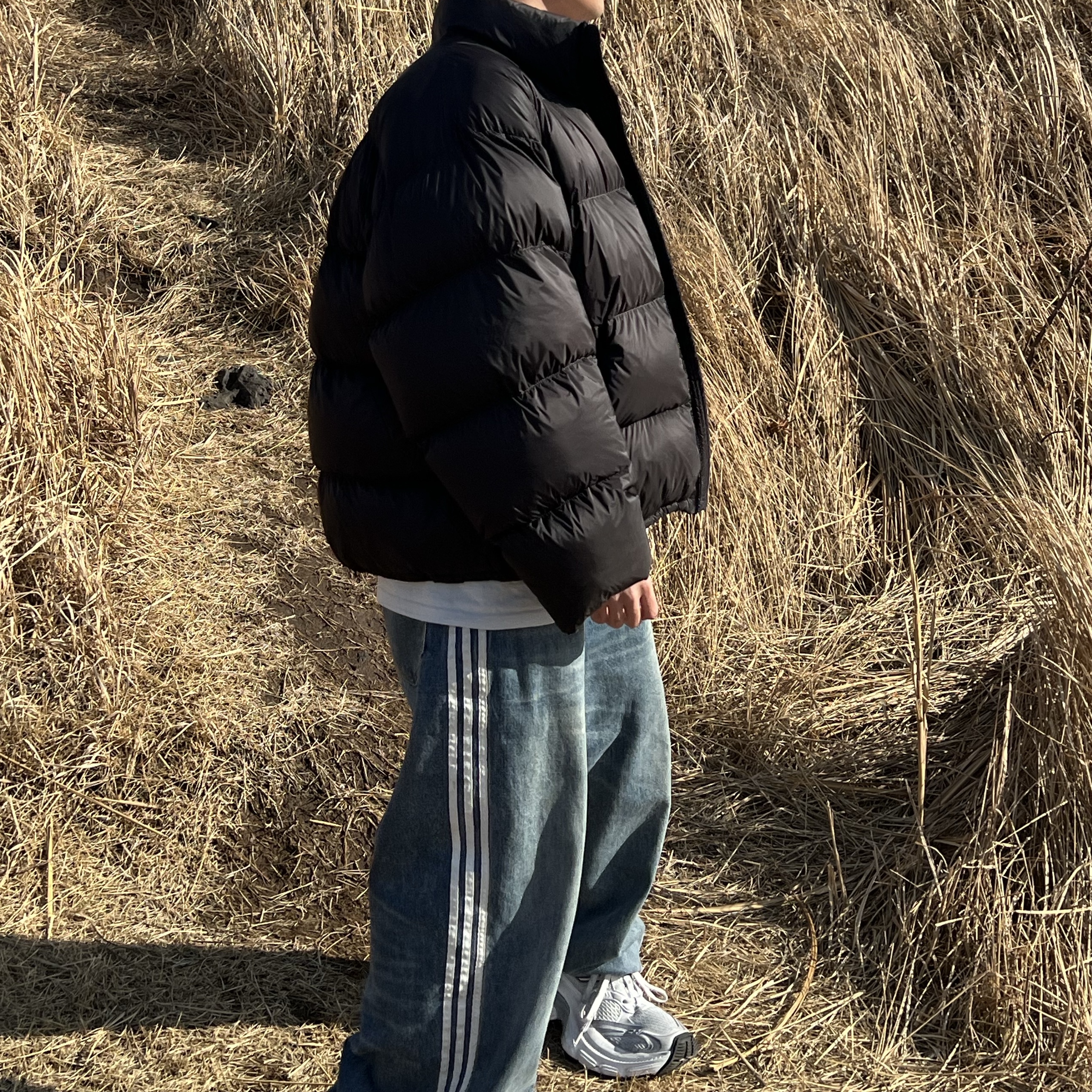 Balenciaga Skiwear 3B Sports Icon Ski Puffer Black, Balenciaga x Adidas Large Baggy Trousers Blue 착용 스타일 - 3