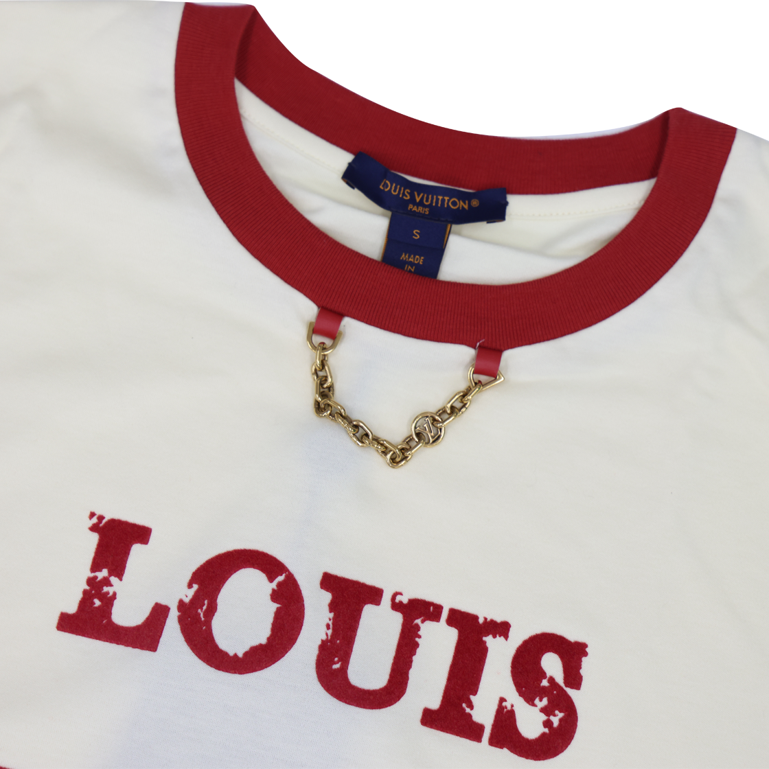 루이비통 1ABGC0 반팔 레터링 티셔츠 아이보리 레드(LOUIS VUITTON Short-Sleeve Lettering T-Shirt Ivory Red) - 3