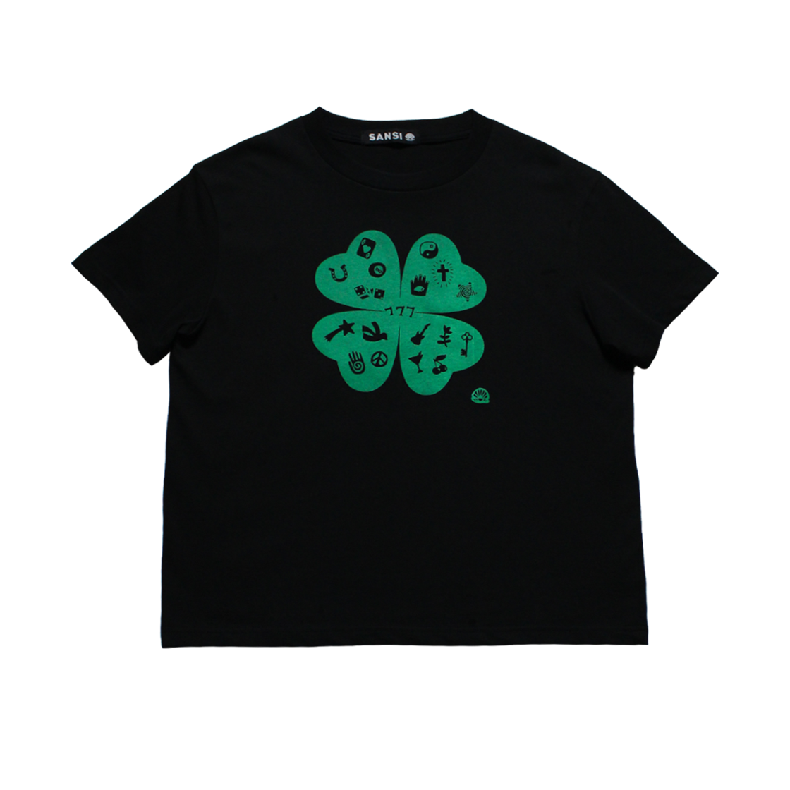 산시 럭키클로버 티셔츠 미디엄 블랙(SANSI Lucky Clover T-Shirts M Black)